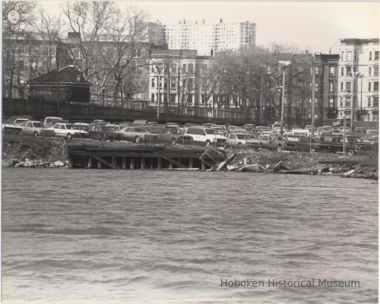 Digital image of B+W photo of the Hoboken waterfront, Hoboken, circa 1987. picture number 1