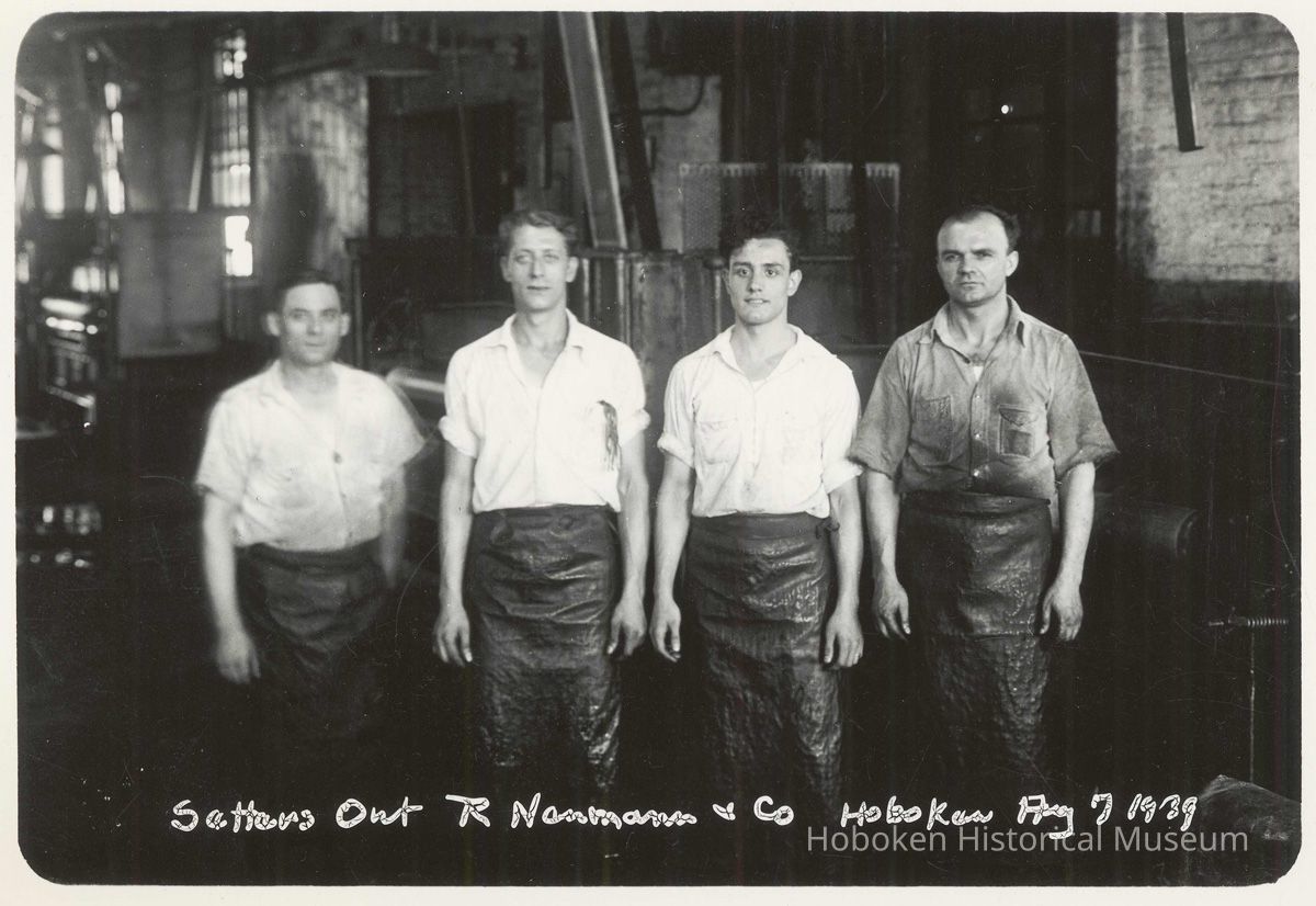 B+W photo of R. Neumann & Co. group of employees called 'setters out,' Hoboken, August 7, 1939. picture number 1