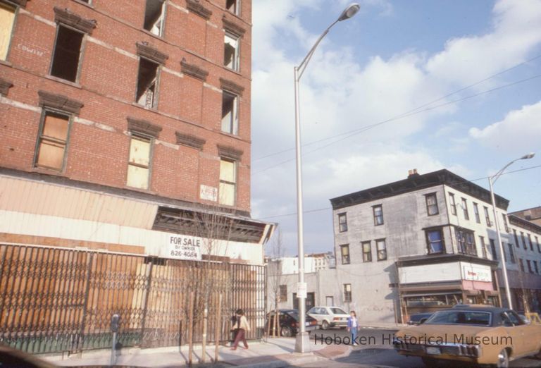 Color slide of buildings under renovation on or near First and Clinton Sts., Hoboken, ca. 1983-84. picture number 1