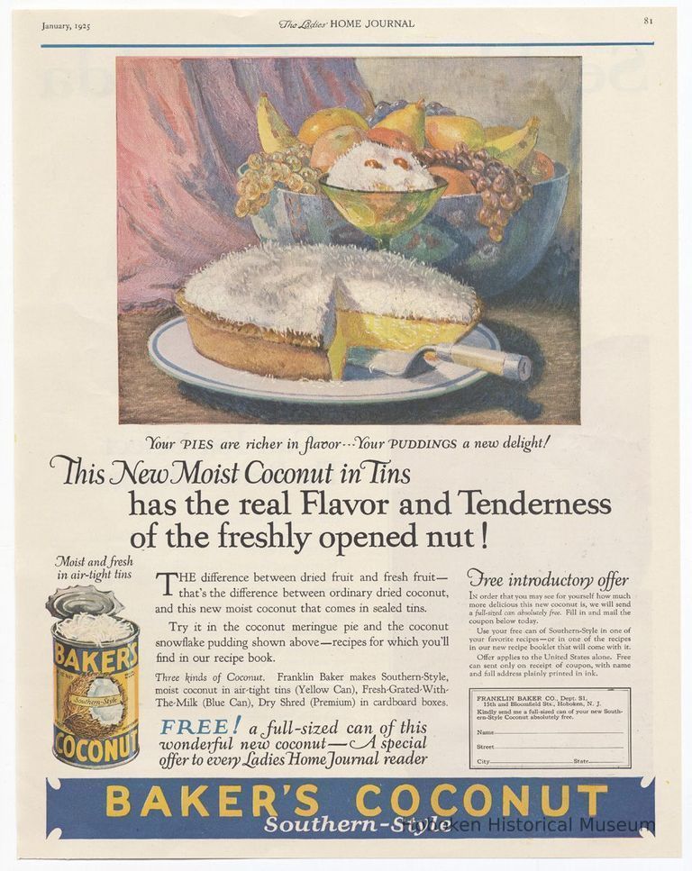 Baker's Coconut, Ladies' Home Journal, January 1925