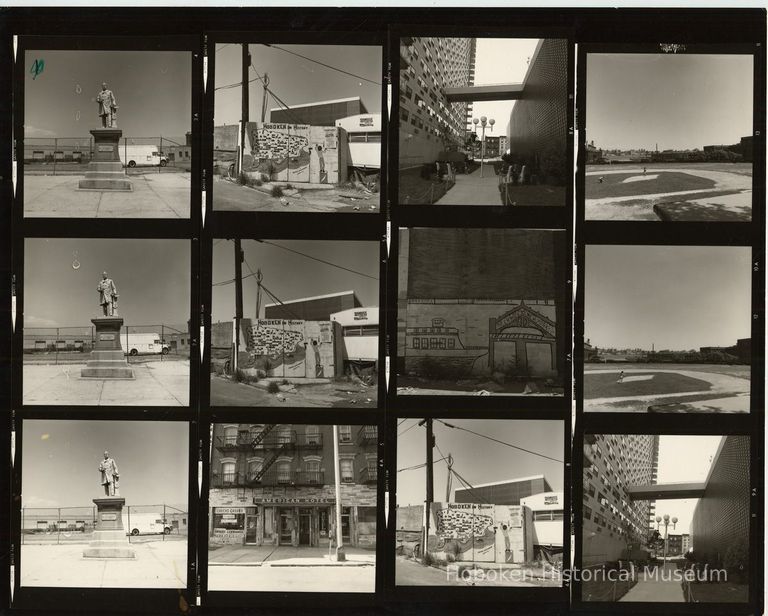 B+W negative contact sheet of images of Hoboken taken by John Conn. no date, [1976]. picture number 1