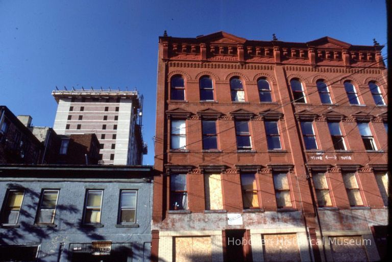 Color slide of building under renovation on or near Newark and Garden Sts., Hoboken, ca 1983. picture number 1