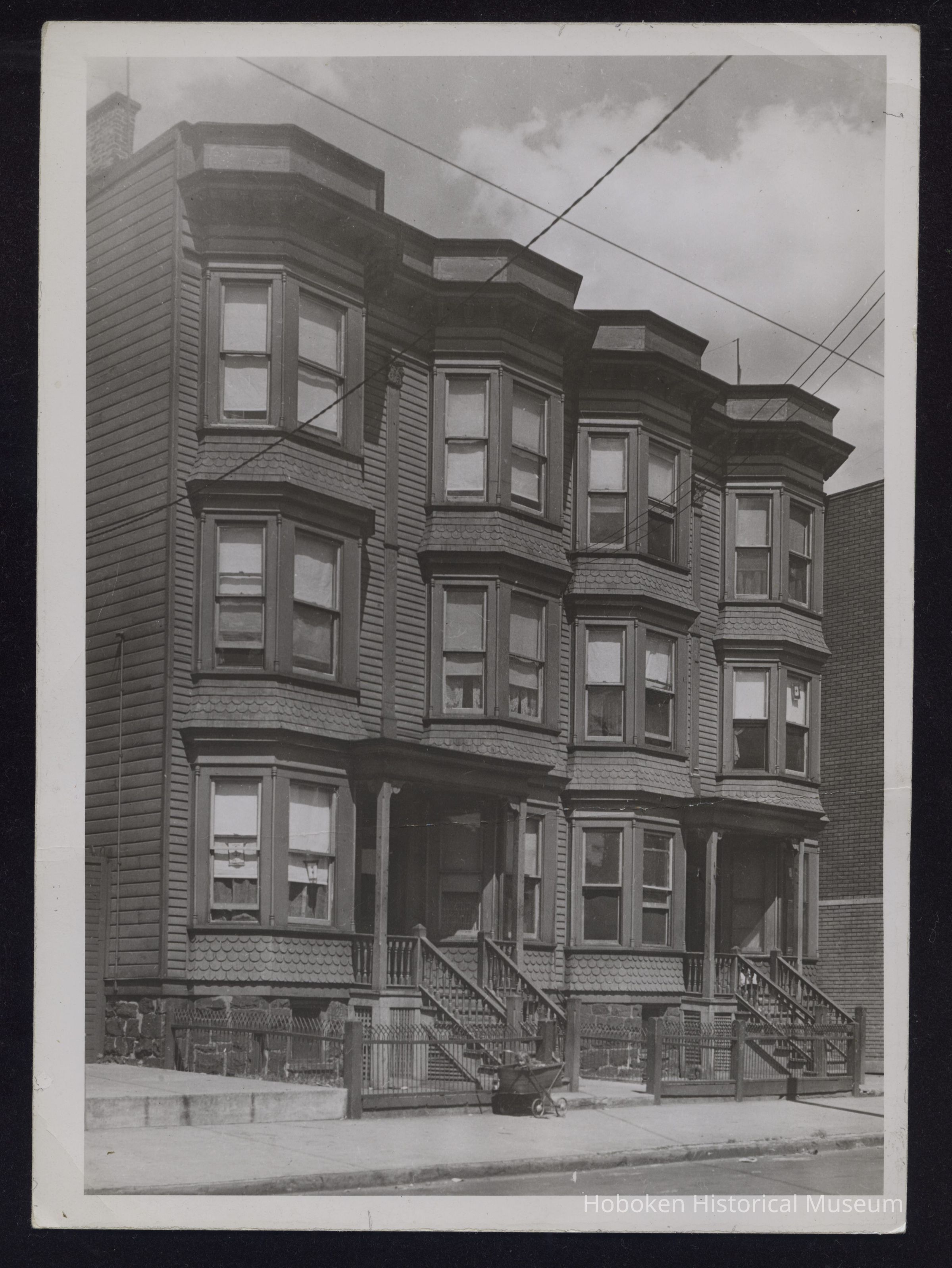 B&W photo row house apartment buildings at unknown location in New Jersey. picture number 1