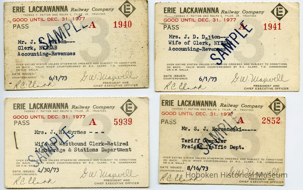 front of four passes issued in 1973
