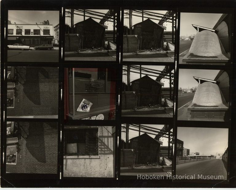 B+W negative contact sheet of images of Hoboken taken by John Conn. no date, [1976]. picture number 1