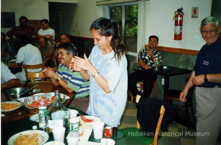 Color photo of the interior of the Monte San Giacomo Democratic Club, Inc. at 531 Adams St., during a Museum visit, Hoboken, July 9, 2000. picture number 1