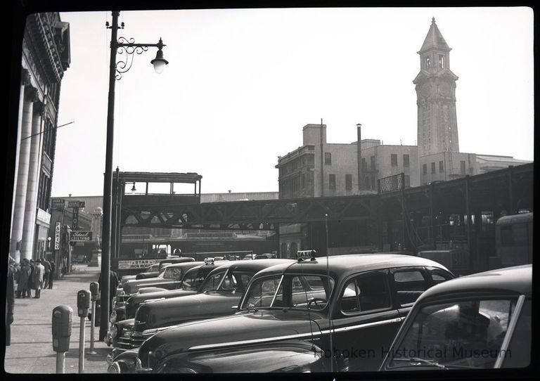 Hudson Place 1949 with streetcar terminal & Lackawanna Terminal tower