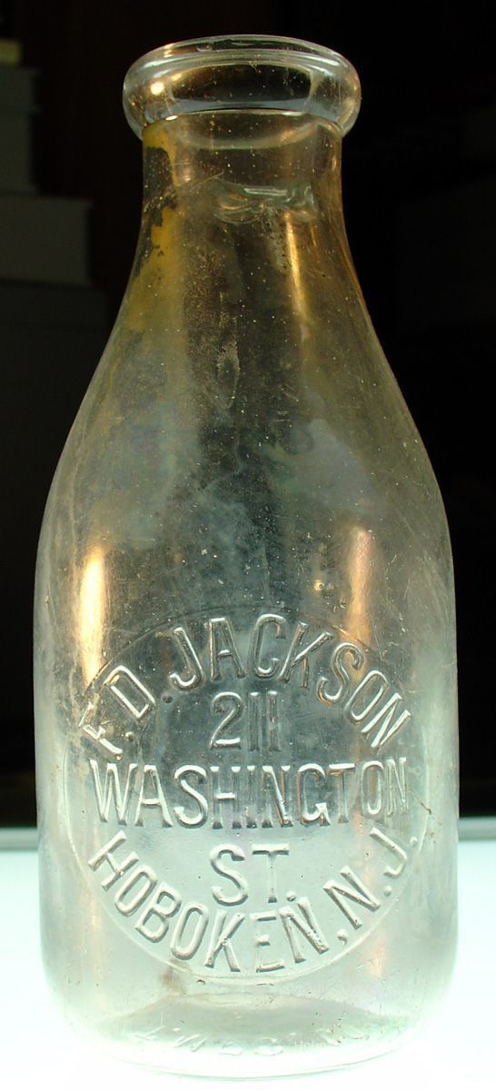 Bottle, milk, shard: F.D. Jackson, 211 Washington St., Hoboken, N.J. No date, ca. 1890-1910. picture number 1