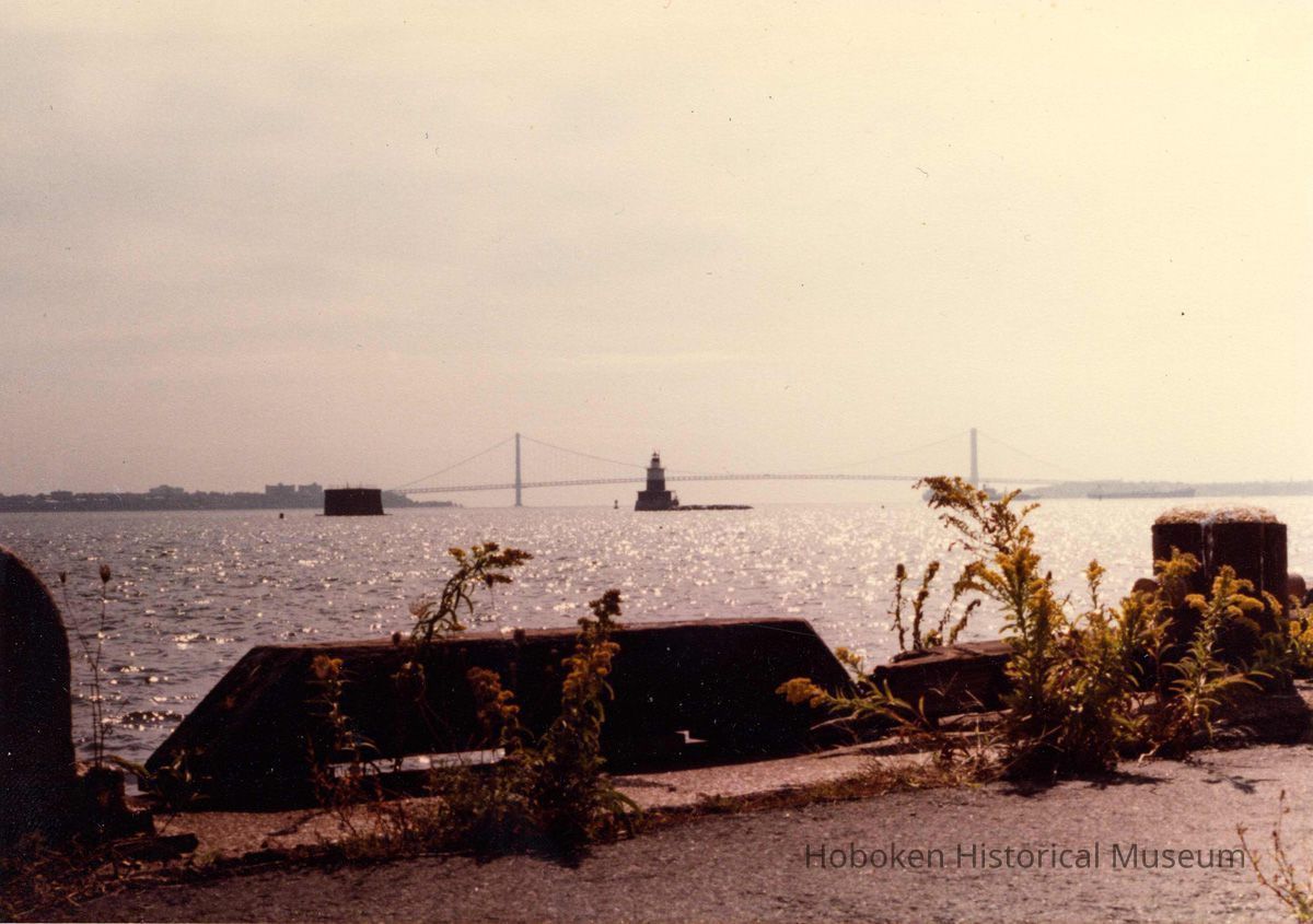 Digital scan of color photo of New York Harbor with the Verrazano Bridge, no date, circa 1970-1980. picture number 1