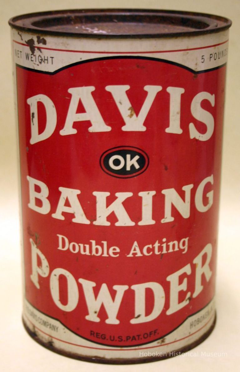 front Davis Baking Powder five pound can