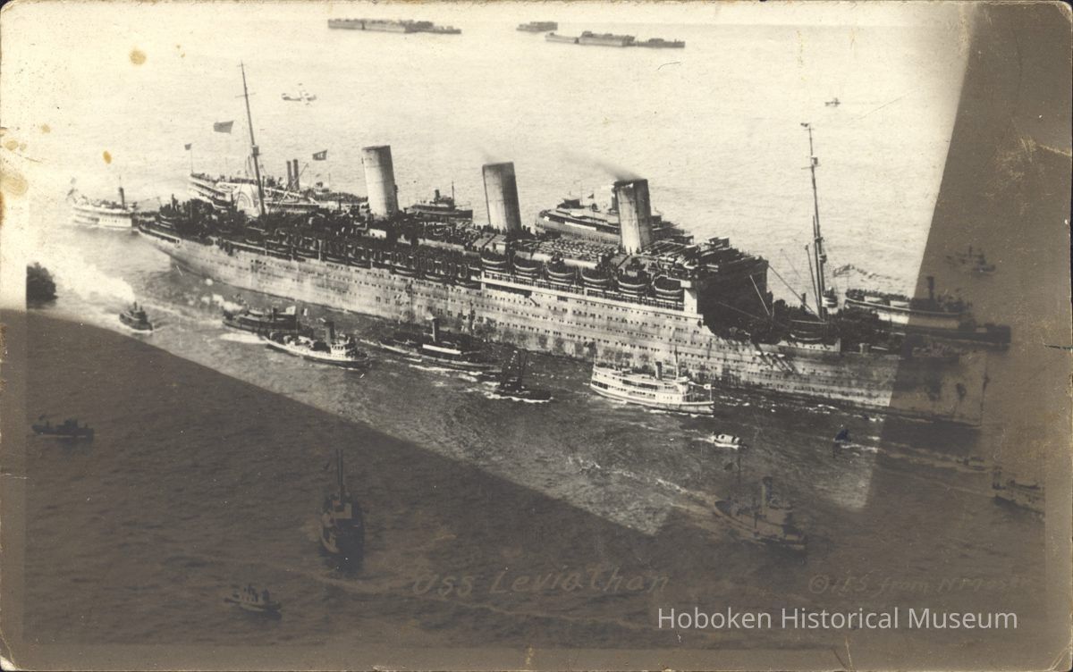 Postcard: Ship in Harbor, Hoboken, NJ picture number 1