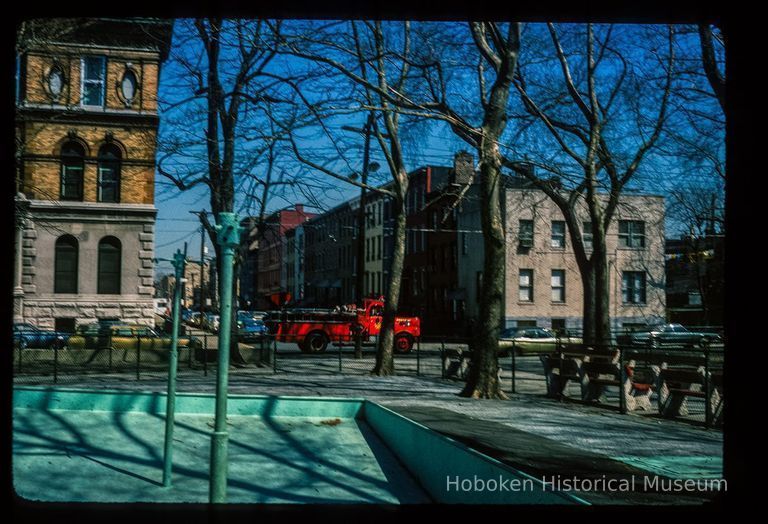 Color slide of eye-level view looking N from Church Square Park at 5th and Park picture number 1