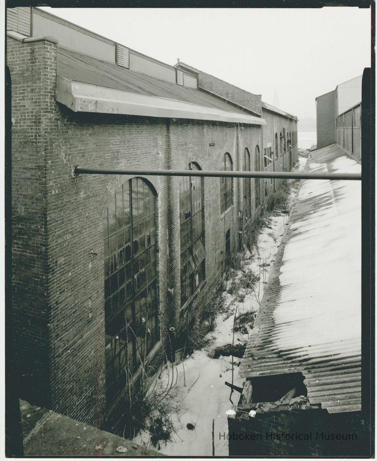 B+W photo of buildings, interiors and exteriors, of the Bethlehem Steel Shipyard, Hoboken Division, no date (ca 1990.) picture number 1