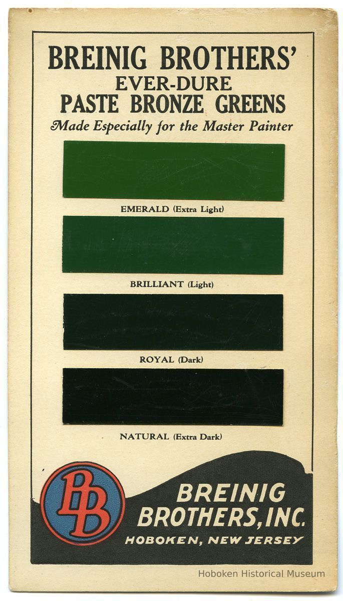 front - four green paint samples