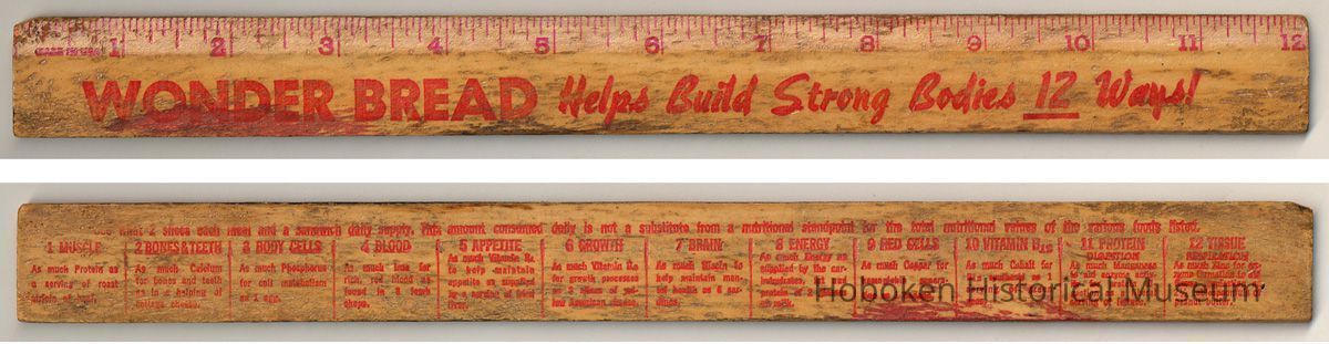 front and back: Wonder Bread ruler