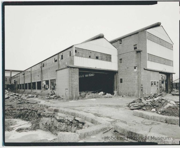 B+W photo of buildings, interiors and exteriors, of the Bethlehem Steel Shipyard, Hoboken Division, no date (ca 1990.) picture number 1