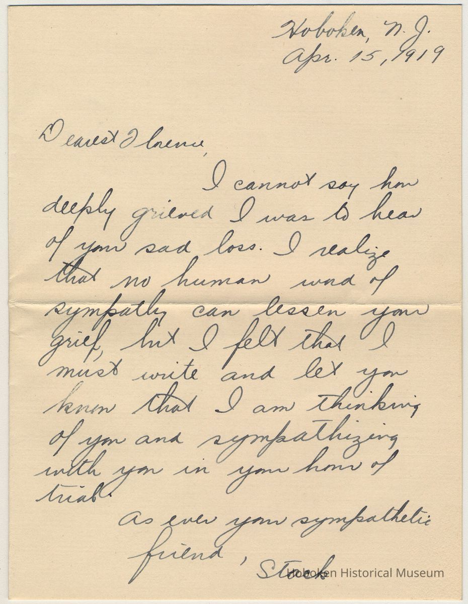 letter 1: Stack, Hoboken, April 15, 1919