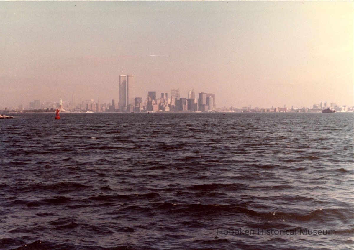 Digital scan of color photo of lower Manhattan from the southeast, no date, circa 1970-1980. picture number 1