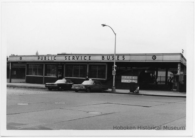 Public Service Buses; Hudson Place entrance to PATH station