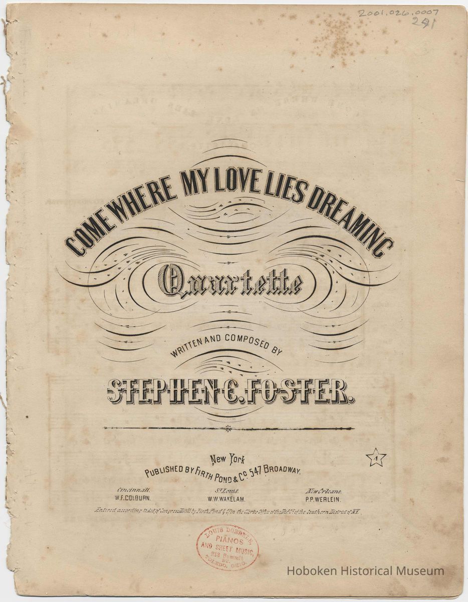 Sheet music: Come Where My Love Lies Dreaming by Stephen Foster. picture number 1