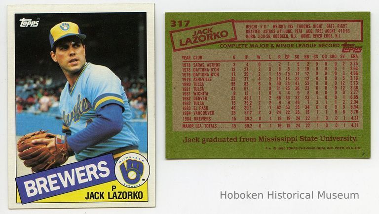 1, 1985: Jack Lazorko, P, Brewers, Topps 317