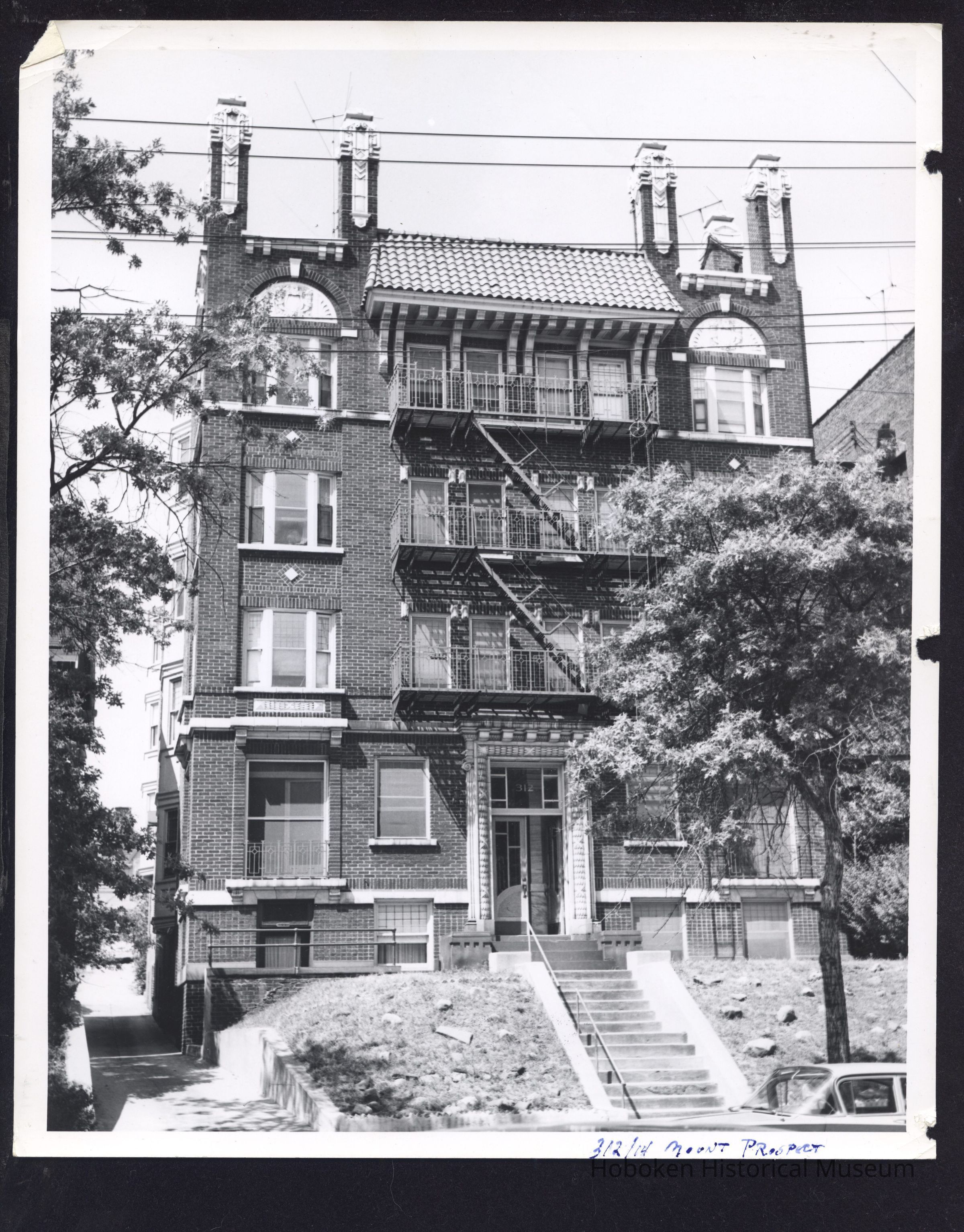 B&W photo of apartment building at 312-314 Mt. Prospect Avenue, Newark. picture number 1