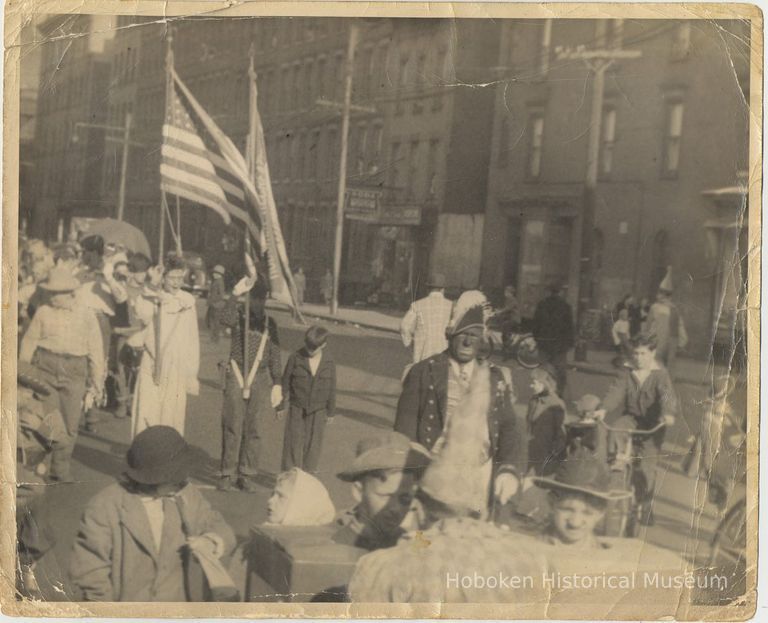 B+W photo of a costume parade, Hoboken, no date, circa 1940-1950. picture number 1