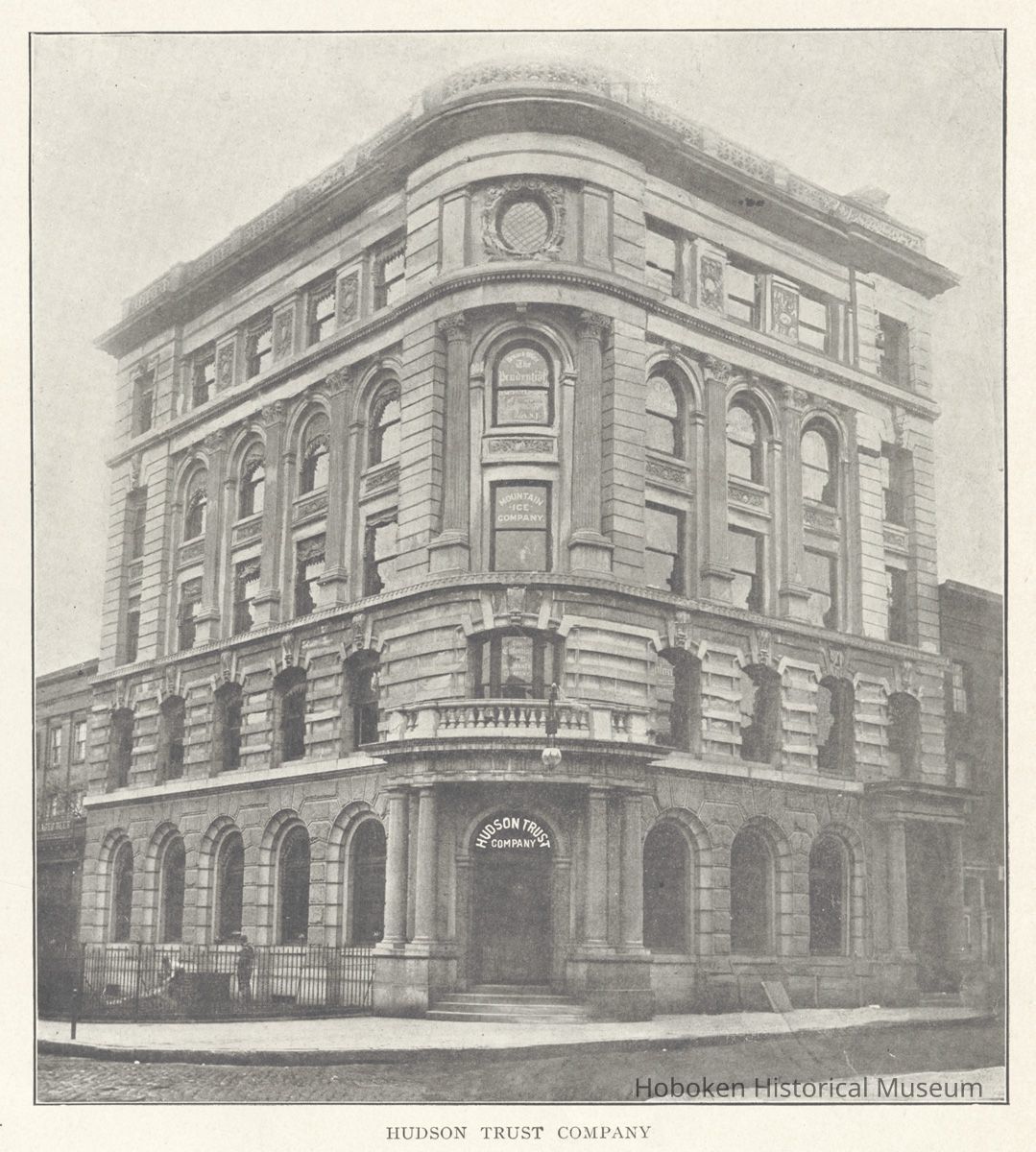 Printed B+W photograph of Hudson Trust Company, 84 Hudson St., Hoboken, no date ca. 1900. picture number 1