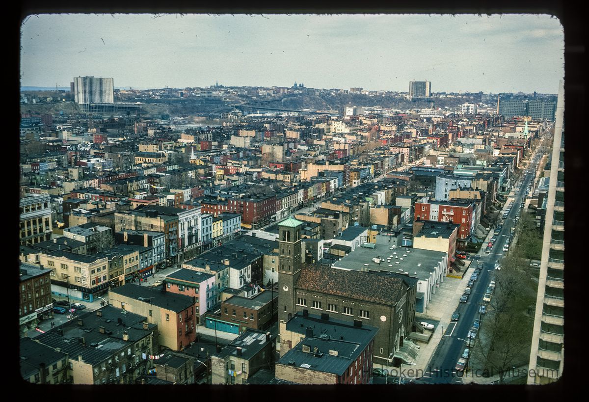 Color slide of aerial view from Hudson & 3rd looking NW picture number 1