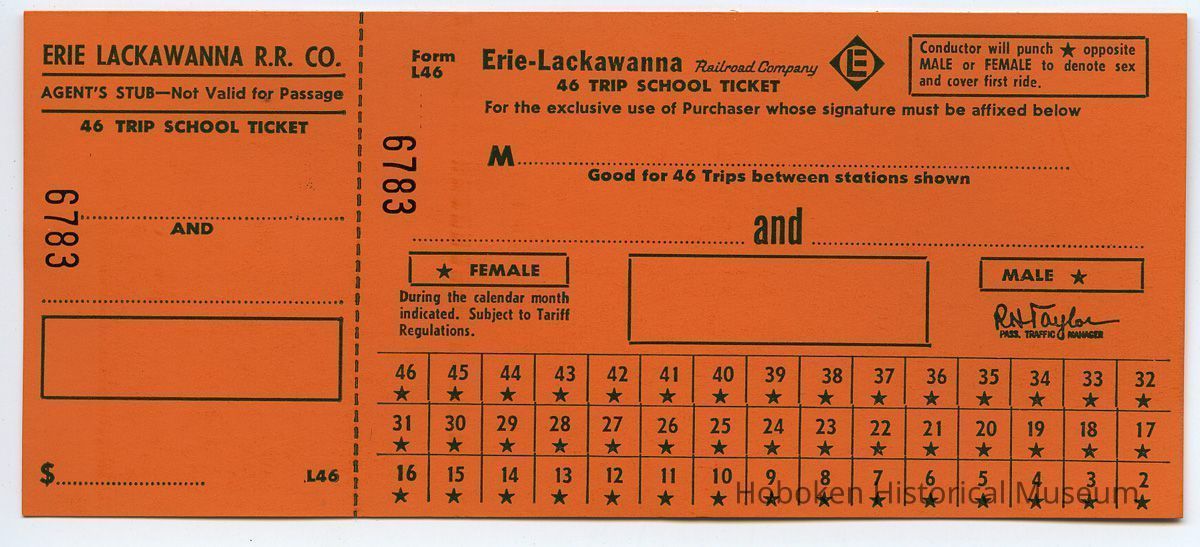 46 troip school ticket, unused