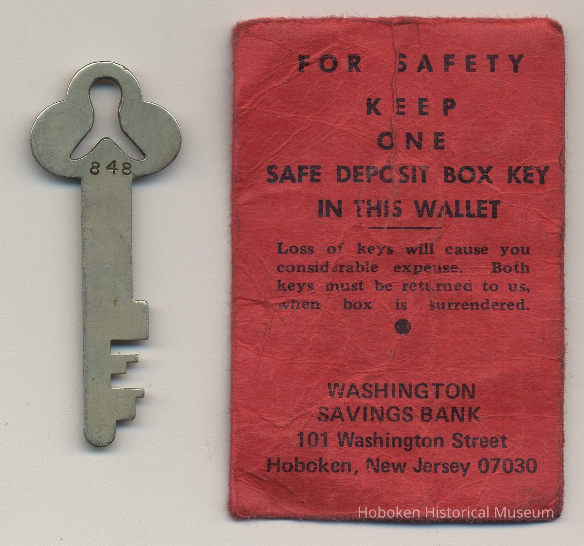 key, side with box number; envelope front