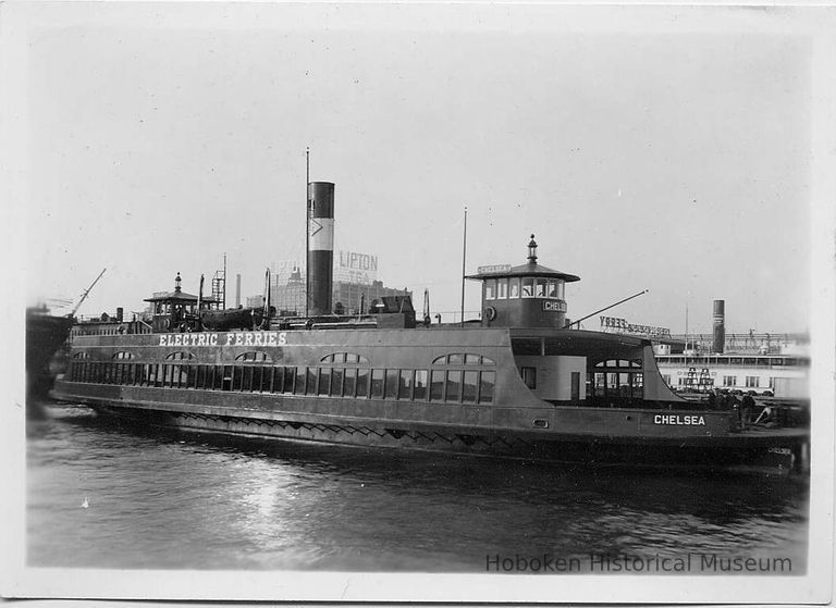 B+W photo of bow view looking NW of the ferry 