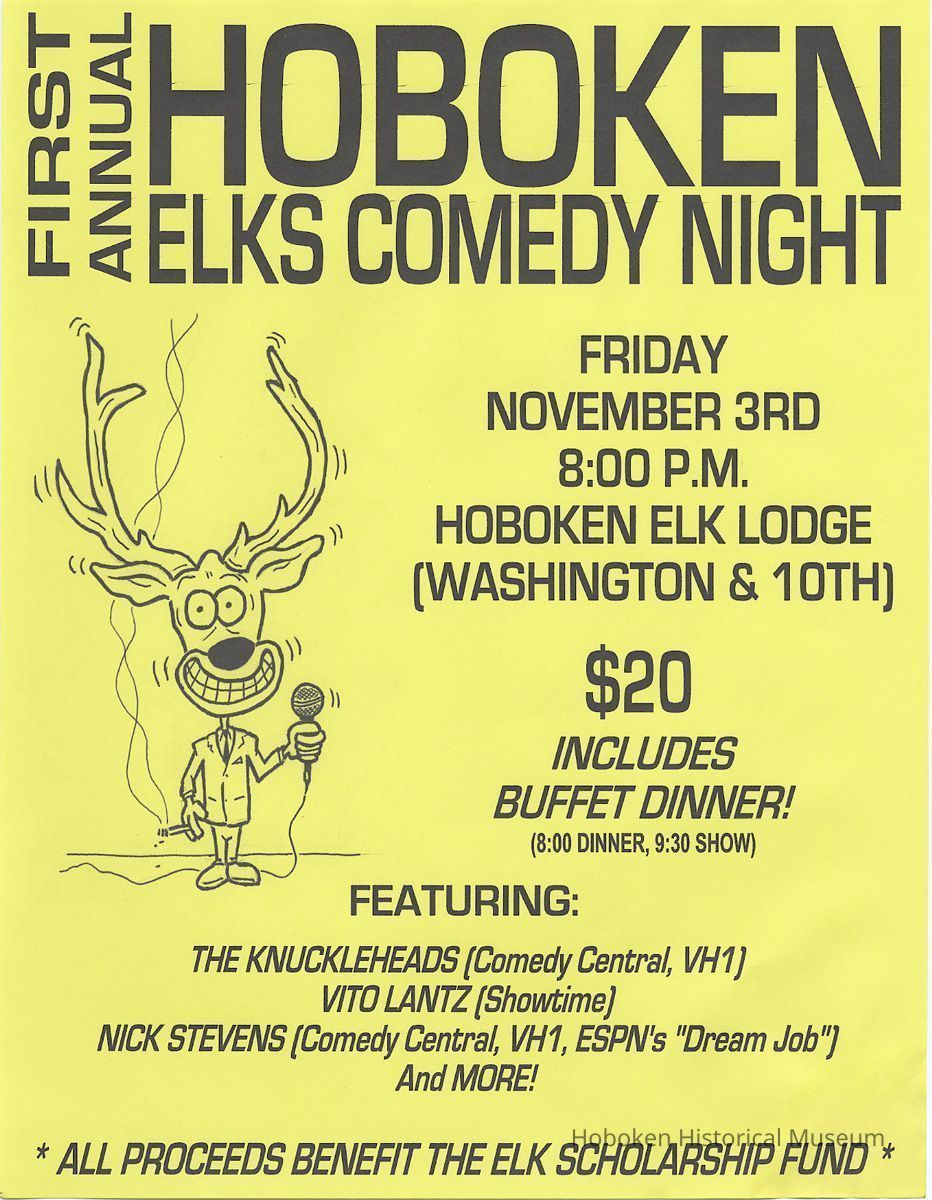Flier for First Annual Hoboken Elks Comedy Night, Nov. 3, 2006. picture number 1
