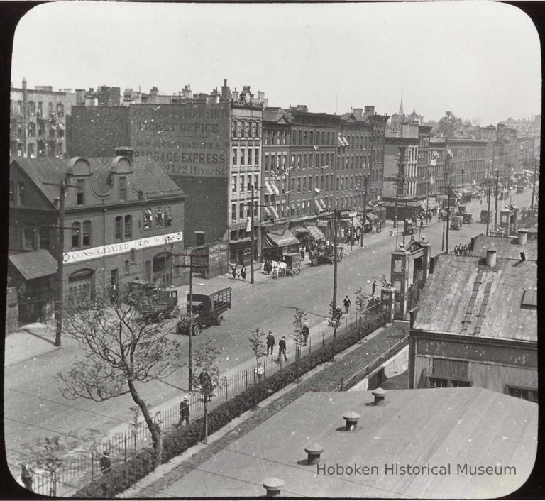 B+W copy photo of photo of River Street looking north from 1st Street, Hoboken, 1917. picture number 1