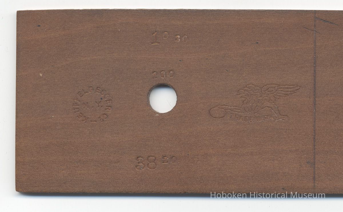 detail of typical end with markings; 1 degree, 30 minutes; 38.29 inches