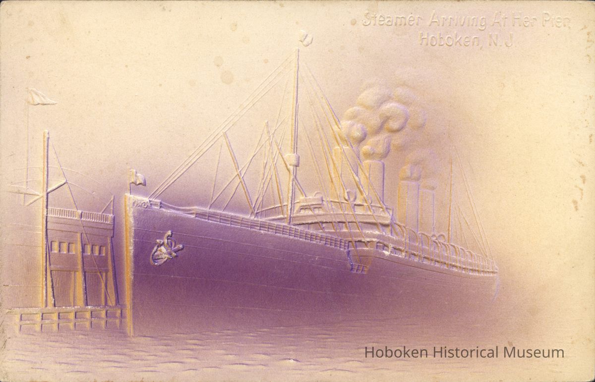 Postcard: Ship in Harbor, Hoboken, NJ picture number 1