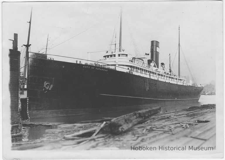 B+W photo of the S.S. City of Savannah at berth, Hoboken, no date. ca. 1940. picture number 1