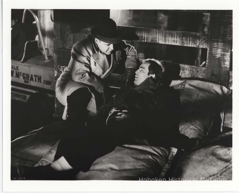 B+W publicity photo of Rod Steiger as Charley Malloy and Marlon Brando as Terry Malloy in film 