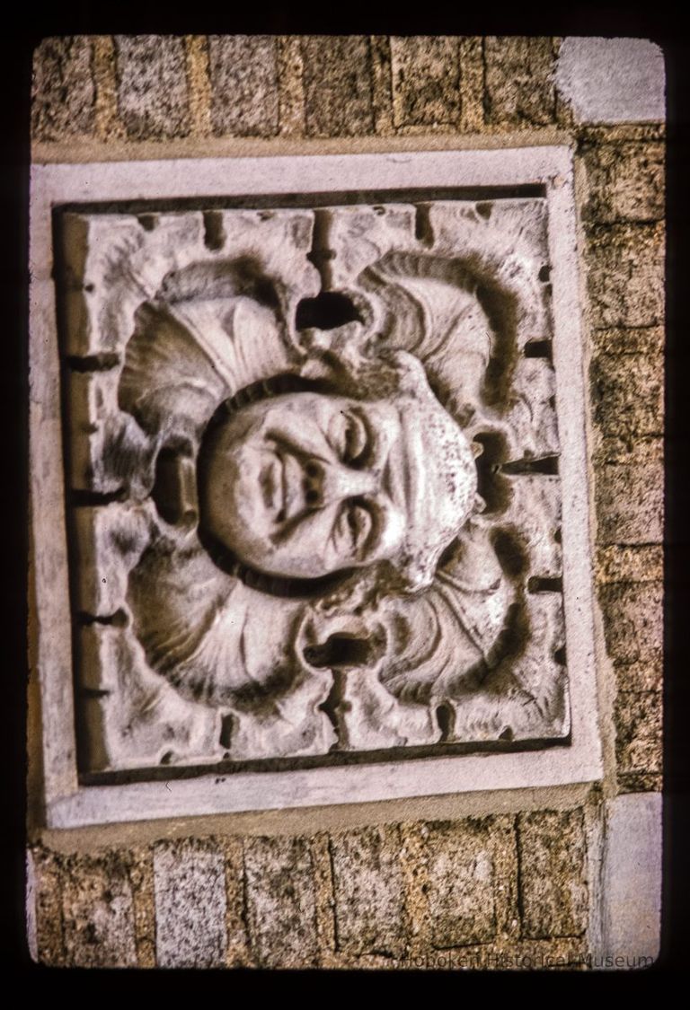 Color slide of close-up view of decorative tile at 501 Adams on the NE corner with 5th picture number 1