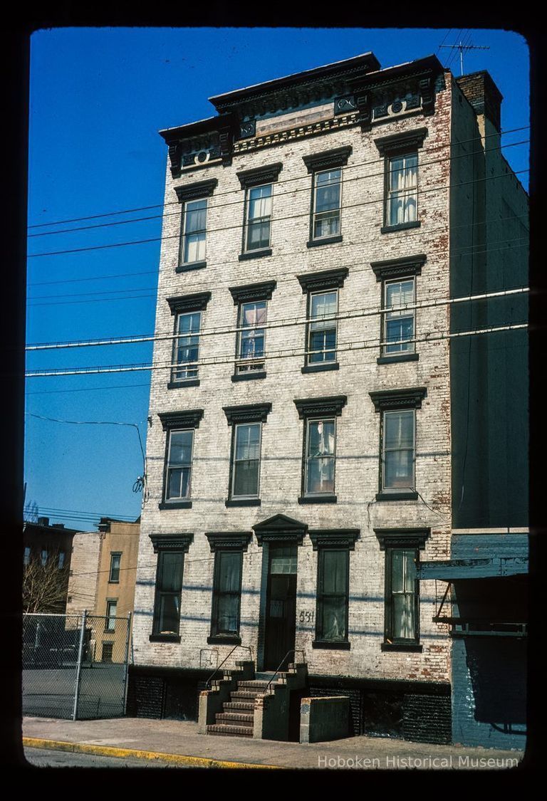 Color slide of eye-level view of façade and cornice at 554 Observer Highway between Monroe and Madison picture number 1