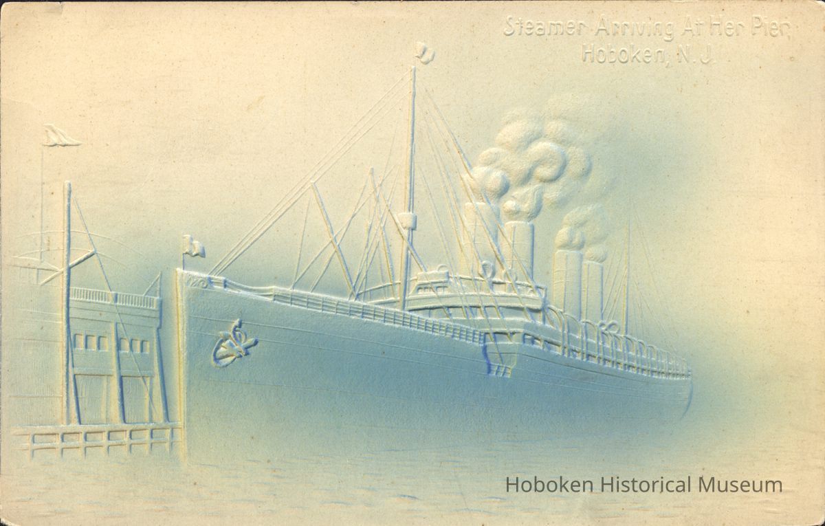 Postcard: Ship in Harbor, Hoboken, NJ picture number 1