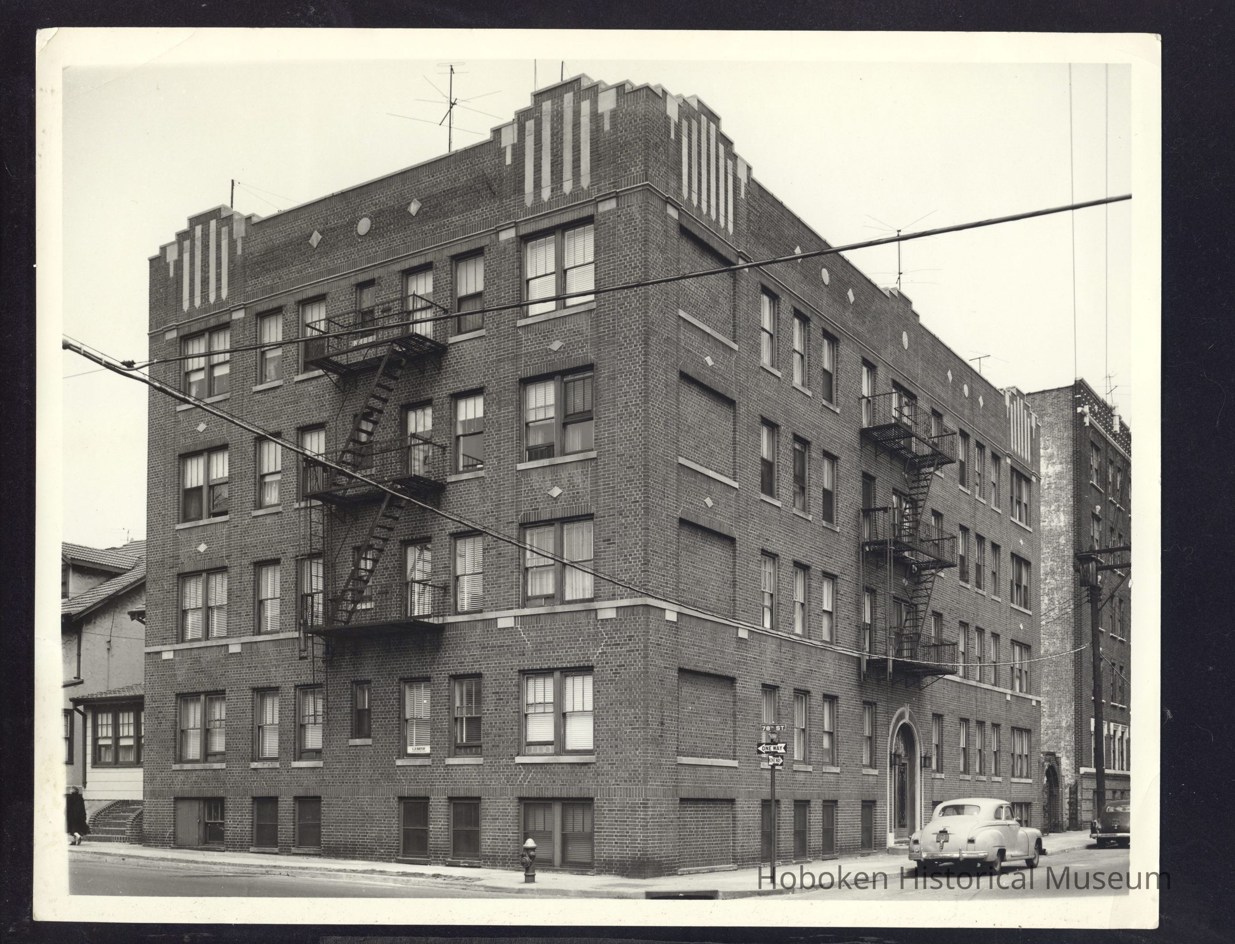 B&W photo of apartment building at 7803 Hudson Avenue, North Bergen. picture number 1
