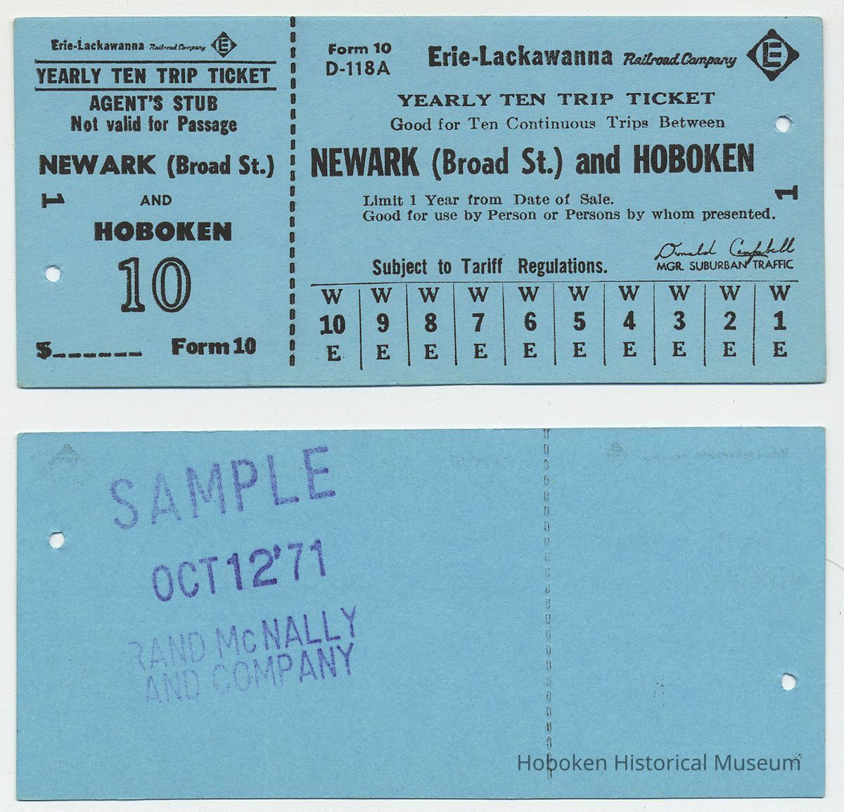 front and back Yearly Ten Trip Ticket