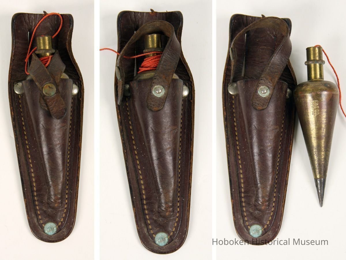 plumb bob in holder with strap closed, open & plumb bob out of holder