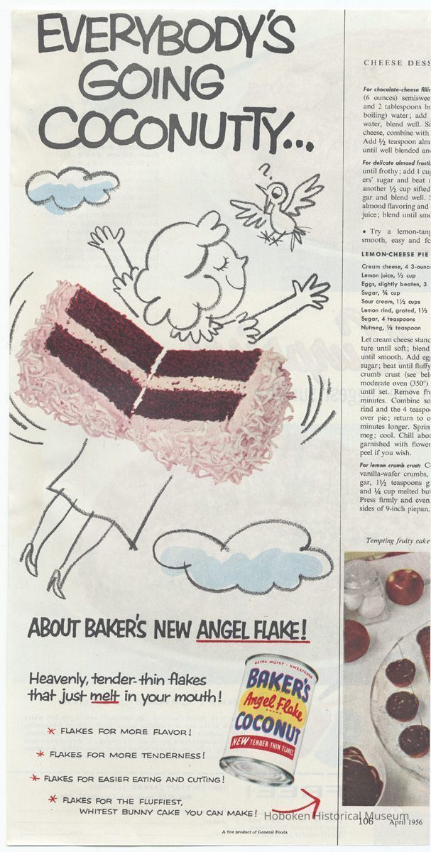 Baker's Coconut, unknown magazine, April 1956
