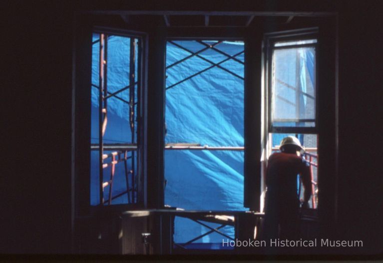 Color slide of building under renovation on or near Newark and Garden Sts., Hoboken, ca. 1984. picture number 1