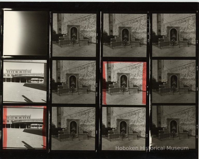 B+W negative contact sheet of images of Hoboken taken by John Conn. no date, [1976]. picture number 1