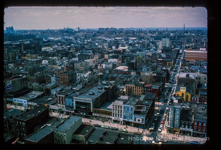 Color slide of aerial view from Hudson and 3rd looking SW picture number 1