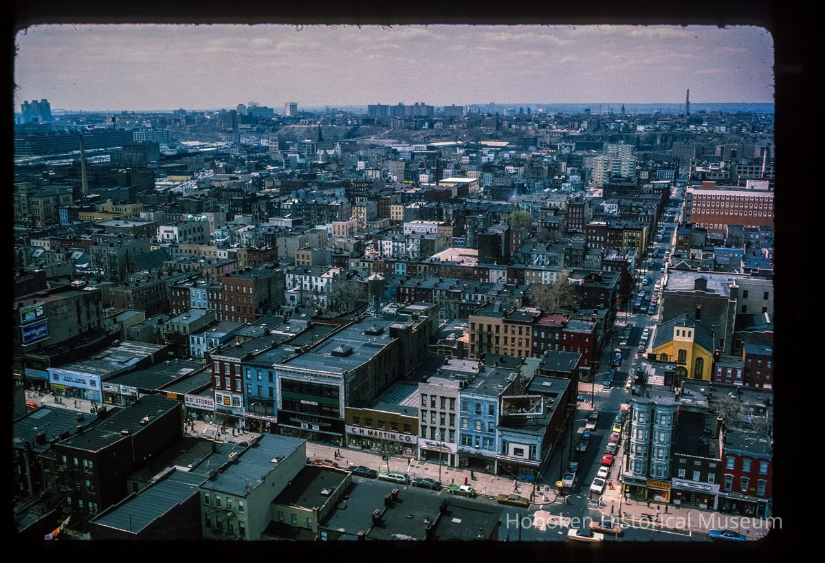 Color slide of aerial view from Hudson and 3rd looking SW picture number 1