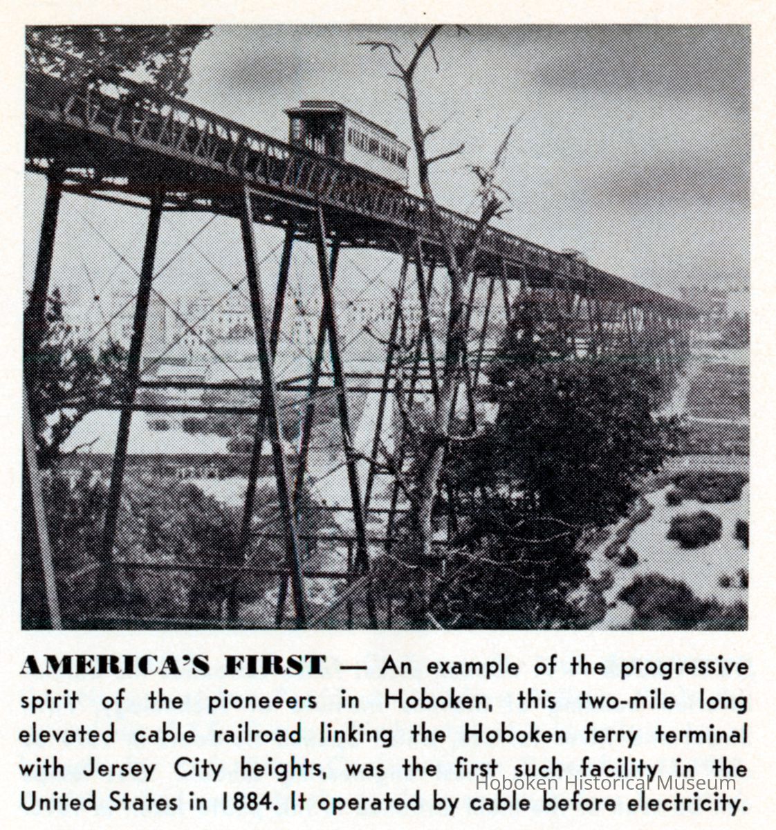 Reference image: View looking northeast of the western end of the elevated cable railroad that ran to Jersey City Heights, Hoboken, ca. 1884. picture number 1